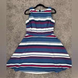 Beautiful Striped Blue, white and Red - CLASSIC MIDI DRESS